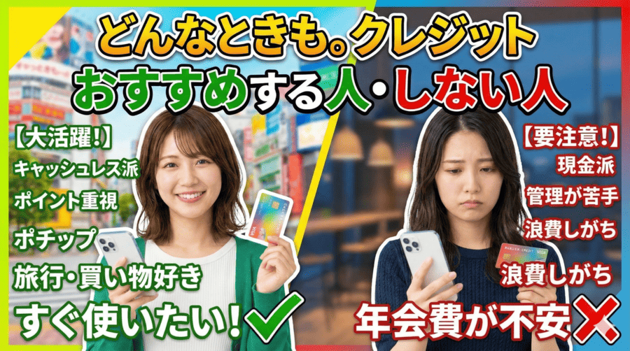 どんなときも。クレジットをおすすめする人・しない人
