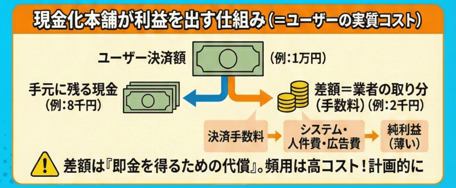 現金化本舗が利益を出す仕組み（＝ユーザーが損するポイント）