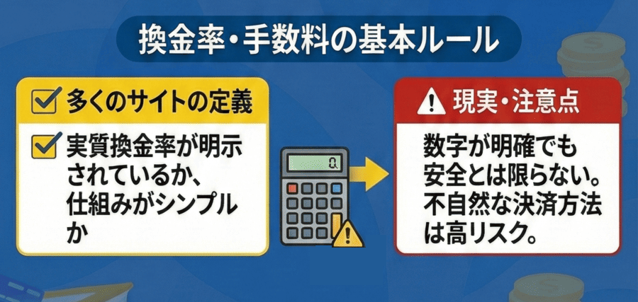 換金率・手数料の基本ルール