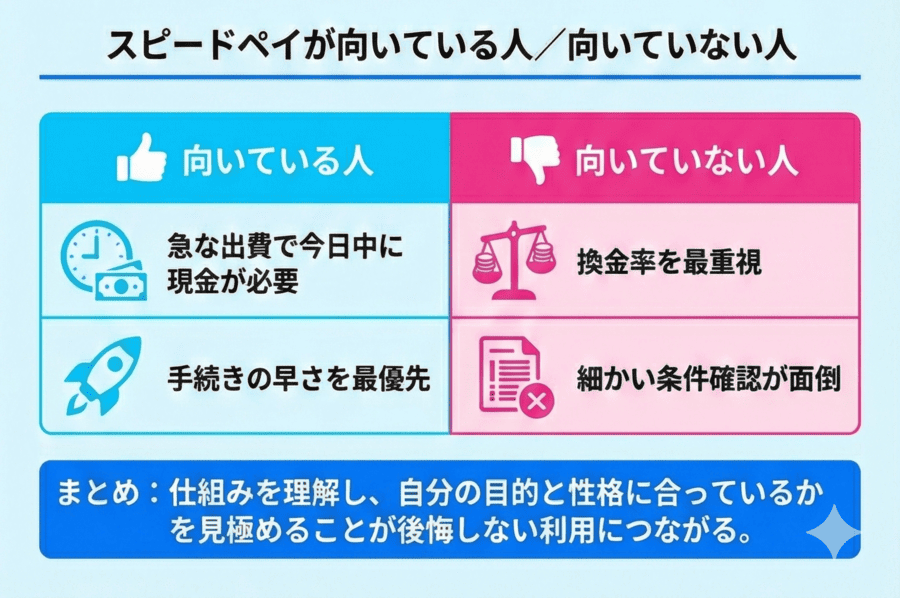 スピードペイが向いている人／向いていない人