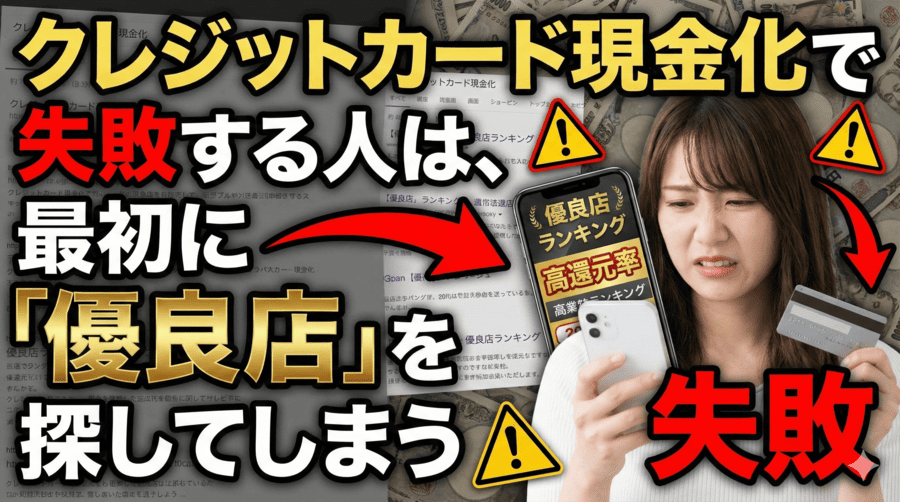 クレジットカード現金化で失敗する人は、最初に「優良店」を探してしまう