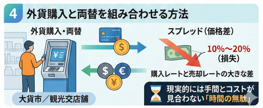 外貨購入と両替を組み合わせる方法
