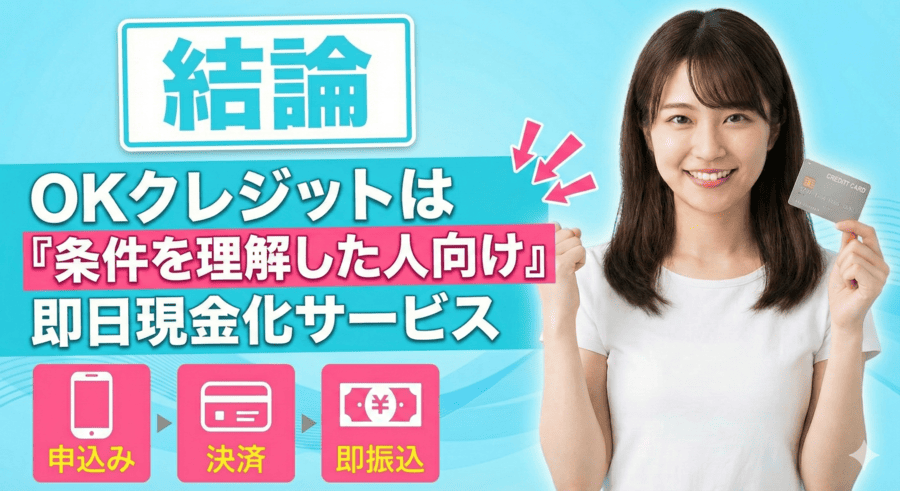 【結論】OKクレジットは「条件を理解した人向け」の即日現金化サービス
