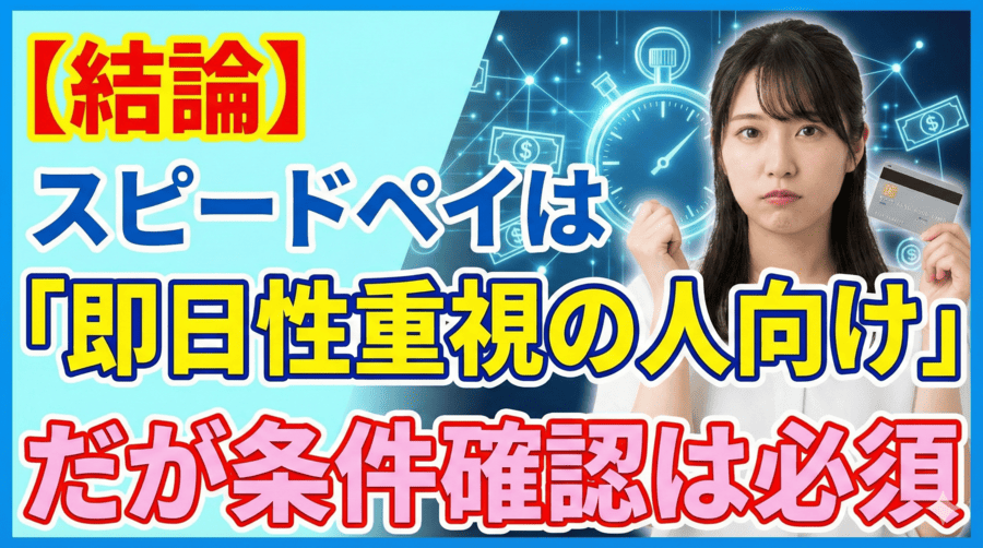 【結論】スピードペイは「即日性重視の人向け」だが条件確認は必須